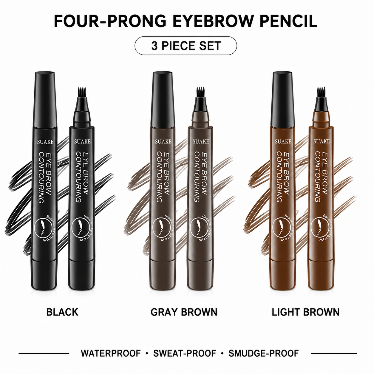 Beyond Glow™ Flawless Brow Pencil Set — 3-Piece Waterproof All-Day Wear